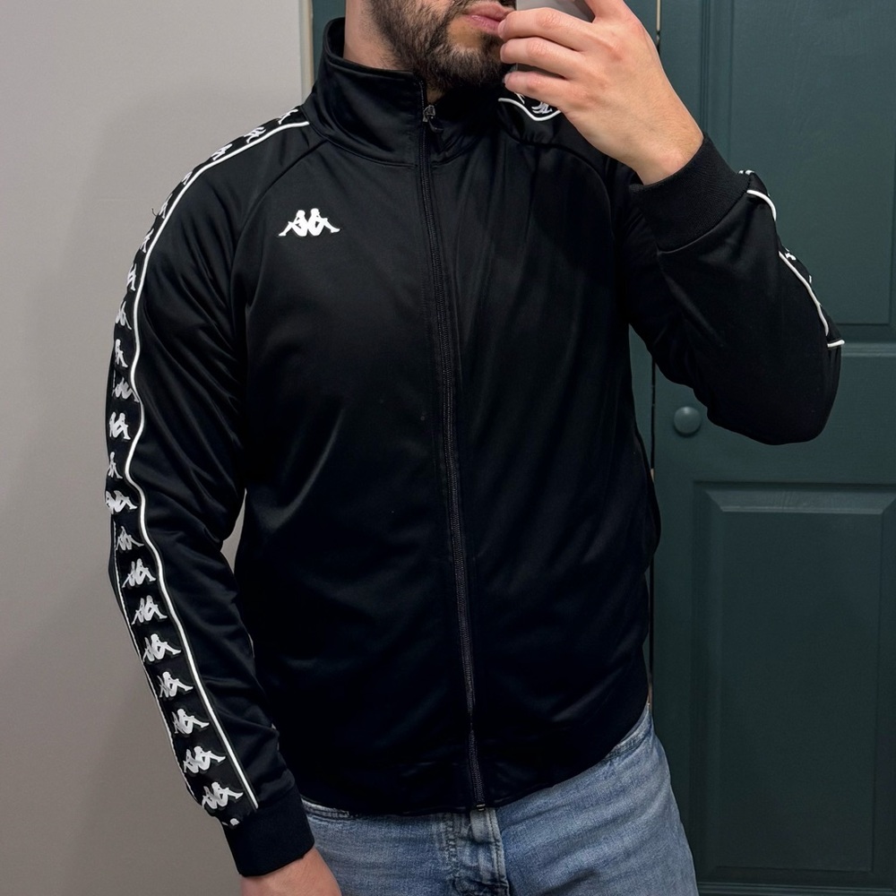 Kappa Men's Black Track Jacket with Logo Accents